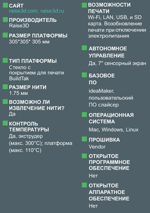 Характеристики 3D принтера Raise3D N2